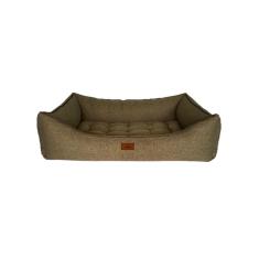 Cama para Cachorro Retangular em Linho Marrom Extra Grande (XGG) 98 x 65 cm