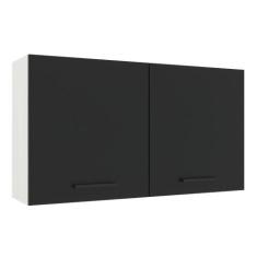 Armário de Cozinha Aéreo 120 cm 2 Portas Branco/Preto Agata Madesa, Br