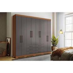 Guarda Roupa 8 Portas e 6 Gavetas c/ Pés Master 8.6 Jatoba/Grafitte - 