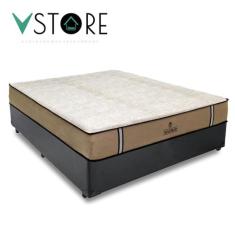 Cama Box Casal Bravus + Colchão Madrid D33 Mola Ensacada 138x188x66cm 