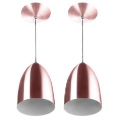 Kit 2 Lustre Pendente Luminária Cone de Alumínio Gold Rose - MARRYLUZ