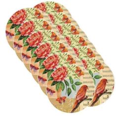 Sousplat Pássaro e Borboleta - NSW, 12 Peças, Sem base