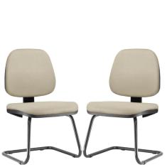 Kit 02 Cadeiras Para Escritório Job L02 Fixa Suede Bege