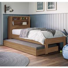 Bicama Solteiro 97,5X215,6Cm 3 Nichos Com Baú Invicta Jatoba