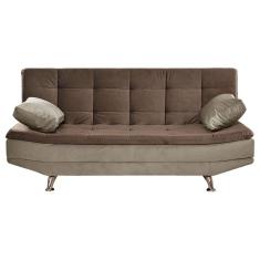 Sofá Valencia Reclinável Veludo Shop Das Cabeceiras Marrom Chocolate E Marrom Castor