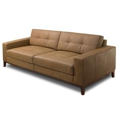 Sofá 3 Lugares Para Sala Living 210cm Ronie L08 Couro Camel - Mpozenato