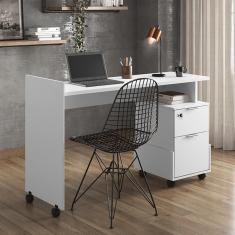 Escrivaninha Para Computador Office Com 2 Gavetas Alessa M1 Branco - Lukaliam Móveis
