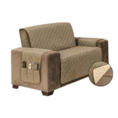 Protetor para Sofá de 2 Lugares Manu dupla face - RT MAGAZINE, Kaqui/P