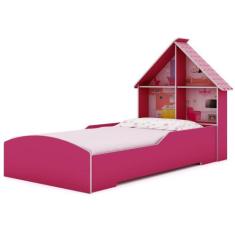 Cama Infantil com proteção lateral e cabeceira casinha casinha Gelius 
