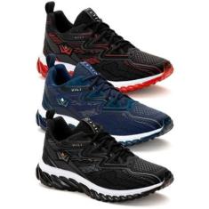 Kit 3 Tênis Masculino Esportivo para Academia Treino Vili-Masculino