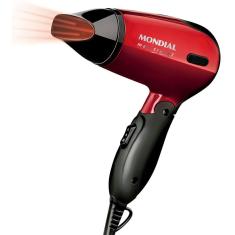Secador de Cabelos Max Travel SC-10 1200W 3 Temperaturas Preto e Vermelho Mondial Bivolt