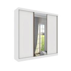Guarda-Roupa Casal com Espelho Dacar 3 Portas 4 Gavetas Neve