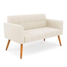 Sofá Namoradeira Elisa Veludo Pés Palito Castanho - D`rossi Cor Bege