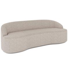 Sofá 3 Lugares Curvo Sala De Estar Living Lótus D02 Linho Bege 210 Cm D-463