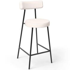 Banqueta Baixa Para Cozinha Sala De Jantar Bar Bancada Milão L02 Linho Cru - Lyam Decor