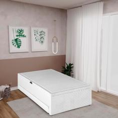 Base Box Baú Solteiro com Colchão Auxiliar 88x188x48cm Detroit Branco