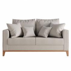 Sofá 2 Lugares Decorativo 1,60cm Beni Base Madeira Linho Bege - Montanaris Decor