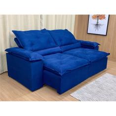 Sofá Retrátil e Reclinável 2,20m em Tecido Veludão C/ Pillow nos Braços Athenas