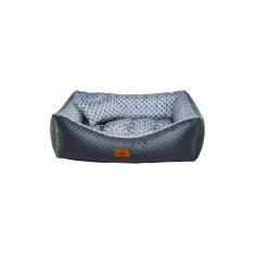 Cama para Cachorro Retangular em Corino + Poliéster Azul LV Média (M) 55 x 42 cm