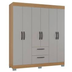 Guarda Roupa Casal Tóquio 6 Portas Damasco Off White - Poquema