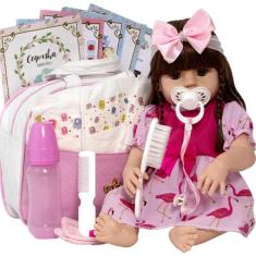 Boneca Reborn Baby Menina Pode Dar Banho + 20 Itens - Cegonha Reborn D