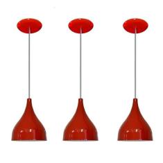 Kit 03 Lustres Pendente Colorido - Balcao Cozinha Americana - LUSTRES 
