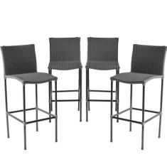 Jogo 4 Banquetas Havaí em Fibra Sintética Trama Dupla Artesanal  para 