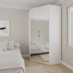 Guarda Roupa de Canto Closet com 6 Prateleiras e Portas de Espelho Modular Hera Cabecasa