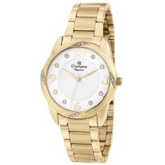 Relógio Champion Feminino Dourado Strass Analógico Cn25734h
