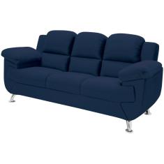 Sofá 2,02 Metros Linoforte Avalon, 3 Lugares, Espuma D-33 Azul Petroleo