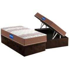 Conjunto Box Baú Solteiro: Colchão Espuma D33 Guarda Costas + Base Crc Suede Brown(88x188)