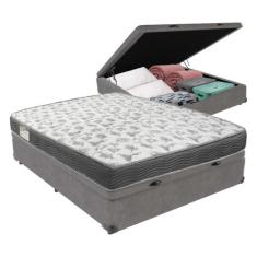 Cama Box com Baú Ortobom ISO100 Bege D33, Cinza