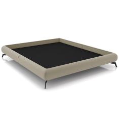 Cama Casal Pés de Ferro Estilo Industrial 156cm Otto P05 Veludo Bege - Lyam Decor