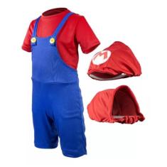 Fantasia Infantil Roupa Mário Gorro Camiseta e Suspensório ( dos 2 aos