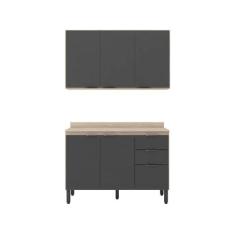 Cozinha Modulada Composição 10 Firenze 2 Peças Avena/Grafito - Demóbil