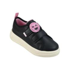 Tênis Infantil Pampili Up Emoji Preto/Rosa Chiclete 738.003-Masculino
