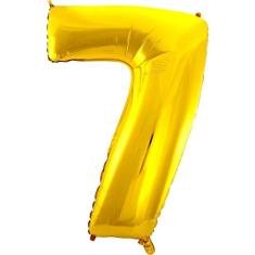 Balão Metalizado, Mundo Bizarro, Número 7, Ouro, 70 cm