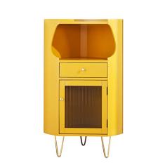 Vinho cabinet Armário de vinho de madeira com porta de vidro e gaveta, armário triangular de vinho de armazenamento contemporâneo, perfeito para sala de estar, sala de jantar, cozinha e bar Armário Ba