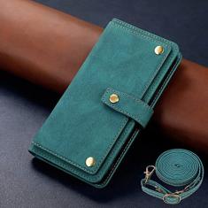 Capa tipo carteira de luxo para Samsung Galaxy S8 S9 S10 S10E S20 S21 S22 Plus Ultra Note 20 8 9 10 S Bolsa de couro para celular, verde escuro, para Note 20 Ultra