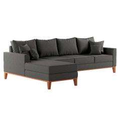 Sofá 4 Lugares Beny Com Chaise Esquerdo Linho Grafite