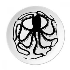 Polvo Preto Padrão de Vida Marinha Prato Decorativo de Porcelana Salver Prato de Jantar