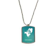Colar com pingente de corrente de aço inoxidável com mapa do continente da América do Norte