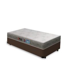 Cama Box Solteiro  Marrom + Colchão de Espuma D33 - Castor - Sleep Max 78x188x43cm