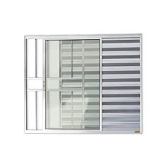 Janela Veneziana Confort 3 Folhas com Grade Vidro Liso 100cm x 100cm Brimak Brilhante