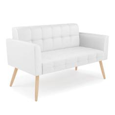 Sofá Namoradeira Elisa Corino Pés Palito Natural - D`rossi Cor Branco