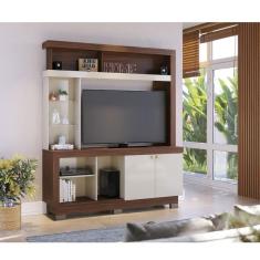 Estante Home Theater Ambiente Valença Nogueira Real Off White - Colibri