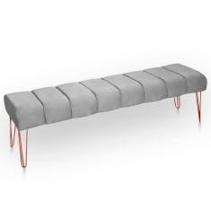 Recamier Estofada Casal King Size Luxo Veludo Cinza