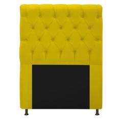 Cabeceira Kristal Estofada Capitonê 100 cm para Cama Box Solteiro Suede Amarelo Quarto - AM Decor