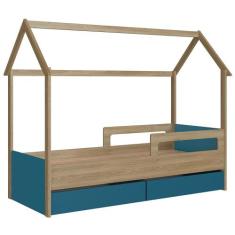 Cama Infantil Casinha Com 2 Gavetas Infix C06 Aveiro/Azul - Mpozenato,
