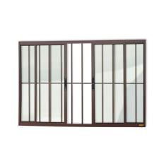 Janela Confort 4 Folhas com Grade Vidro Liso 100cm X 200cm Brimak